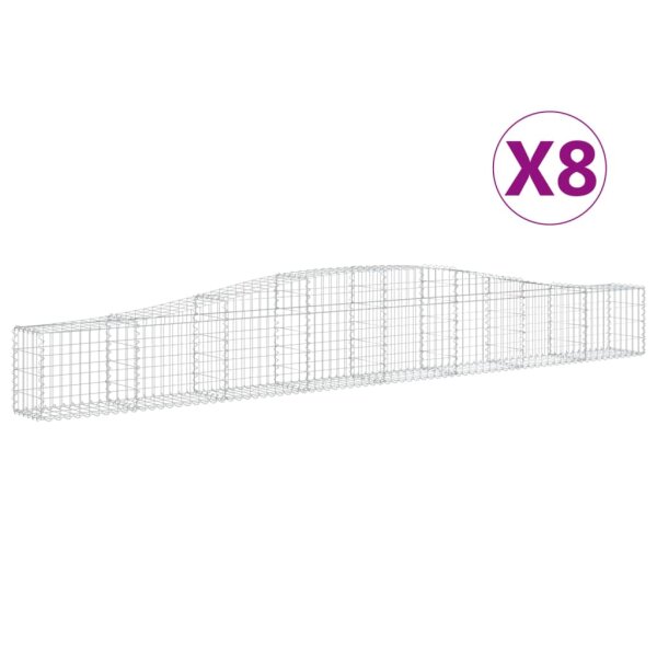 vidaXL Gabionen mit Hochbogen 8 Stk. 400x30x40/60 cm Verzinktes Eisen