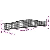 vidaXL Gabionen mit Hochbogen 8 Stk. 400x30x40/60 cm Verzinktes Eisen