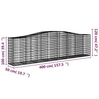 vidaXL Gabionen mit Hochbogen 5 Stk. 400x50x100/120cm Verzinktes Eisen