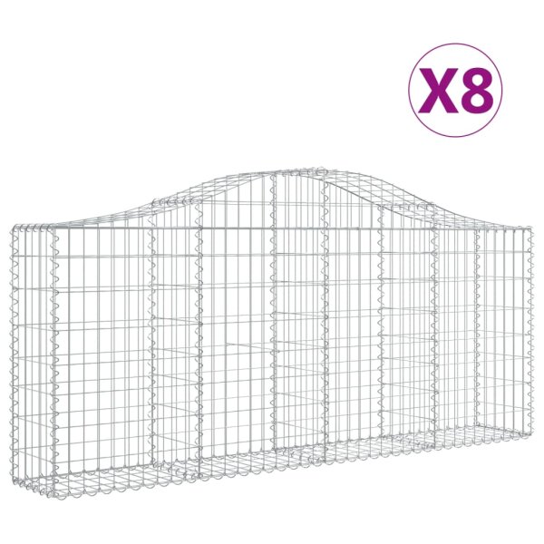 vidaXL Gabionen mit Hochbogen 8 Stk. 200x30x80/100 cm Verzinktes Eisen