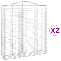 vidaXL Gabionen mit Hochbogen 2 Stk. 200x50x220/240cm...