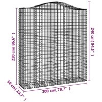 vidaXL Gabionen mit Hochbogen 2 Stk. 200x50x220/240cm Verzinktes Eisen