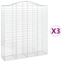 vidaXL Gabionen mit Hochbogen 3 Stk. 200x50x220/240cm Verzinktes Eisen