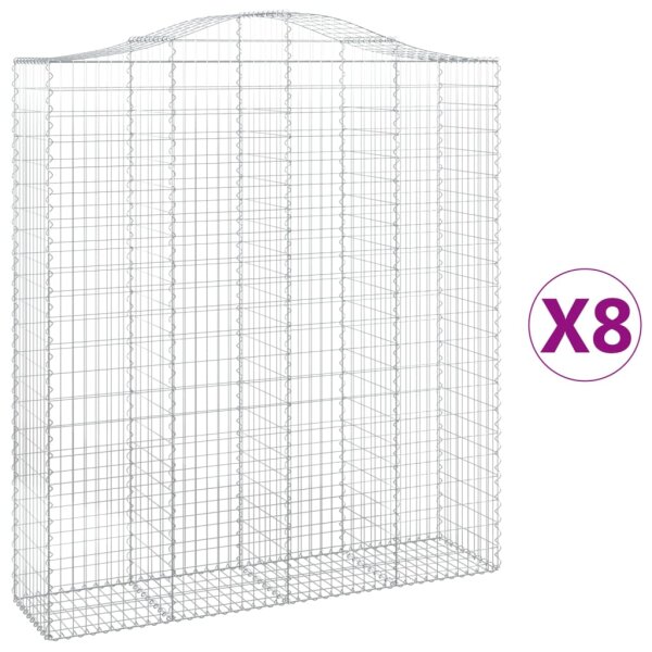 vidaXL Gabionen mit Hochbogen 8 Stk. 200x50x220/240cm Verzinktes Eisen