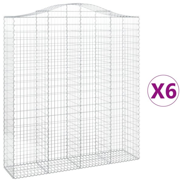 vidaXL Gabionen mit Hochbogen 6 Stk. 200x50x220/240cm Verzinktes Eisen