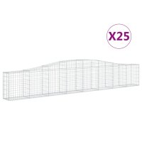 vidaXL Gabionen mit Hochbogen 25 Stk. 400x30x60/80 cm Verzinktes Eisen