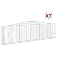 vidaXL Gabionen mit Hochbogen 7 Stk. 400x30x100/120cm Verzinktes Eisen