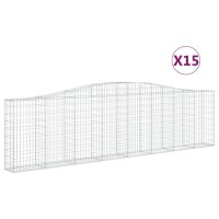 vidaXL Gabionen mit Hochbogen 15Stk. 400x30x100/120cm...