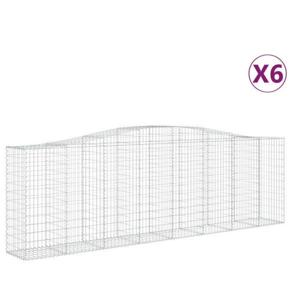 vidaXL Gabionen mit Hochbogen 6 Stk. 400x50x120/140cm Verzinktes Eisen