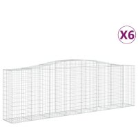 vidaXL Gabionen mit Hochbogen 6 Stk. 400x50x120/140cm Verzinktes Eisen