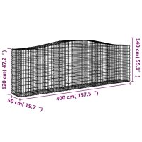 vidaXL Gabionen mit Hochbogen 6 Stk. 400x50x120/140cm Verzinktes Eisen