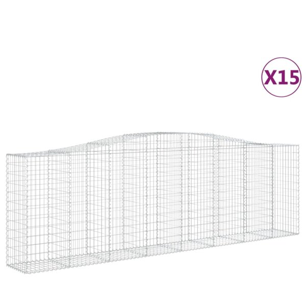 vidaXL Gabionen mit Hochbogen 15 Stk 400x50x120/140cm Verzinktes Eisen