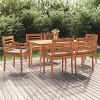 vidaXL 7-tlg. Garten-Essgruppe mit Kissen Massivholz Teak