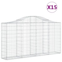 vidaXL Gabionen mit Hochbogen 15Stk. 200x30x100/120cm...