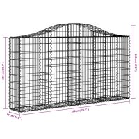 vidaXL Gabionen mit Hochbogen 15Stk. 200x30x100/120cm Verzinktes Eisen