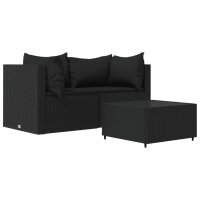 vidaXL 3-tlg. Garten-Lounge-Set mit Kissen Schwarz Poly...