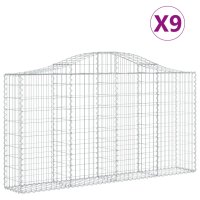 vidaXL Gabionen mit Hochbogen 9 Stk. 200x30x100/120cm Verzinktes Eisen