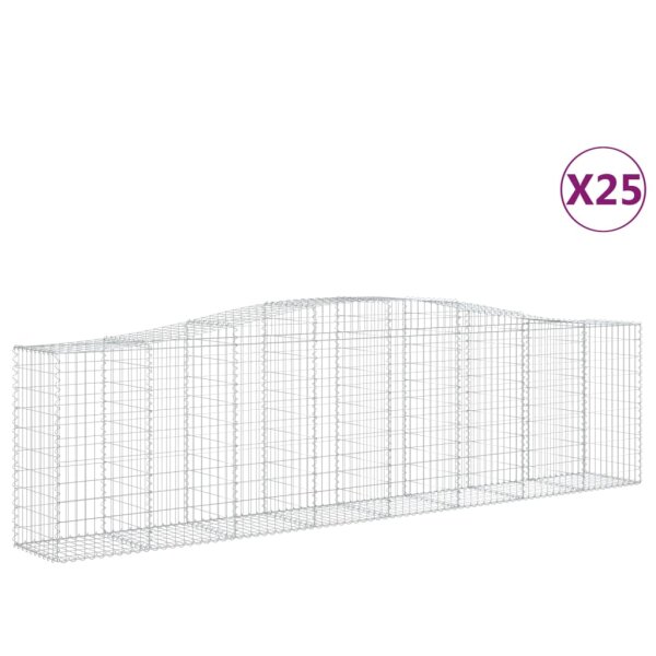 vidaXL Gabionen mit Hochbogen 25 Stk 400x50x100/120cm Verzinktes Eisen