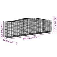 vidaXL Gabionen mit Hochbogen 25 Stk 400x50x100/120cm Verzinktes Eisen