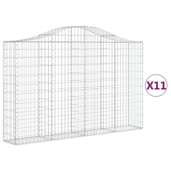 vidaXL Gabionen mit Hochbogen 11Stk. 200x30x120/140cm Verzinktes Eisen