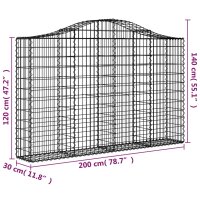 vidaXL Gabionen mit Hochbogen 11Stk. 200x30x120/140cm Verzinktes Eisen