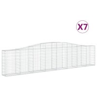 vidaXL Gabionen mit Hochbogen 7 Stk. 400x30x80/100cm Verzinktes Eisen