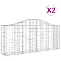 vidaXL Gabionen mit Hochbogen 2 Stk. 200x30x80/100 cm...