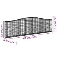 vidaXL Gabionen mit Hochbogen 10Stk. 400x30x100/120cm Verzinktes Eisen