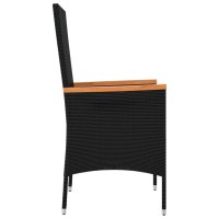 vidaXL Gartenstühle mit Kissen 4 Stk. Poly Rattan Schwarz