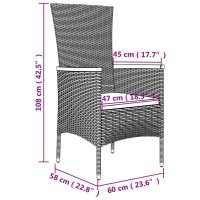 vidaXL Gartenstühle mit Kissen 4 Stk. Poly Rattan Schwarz