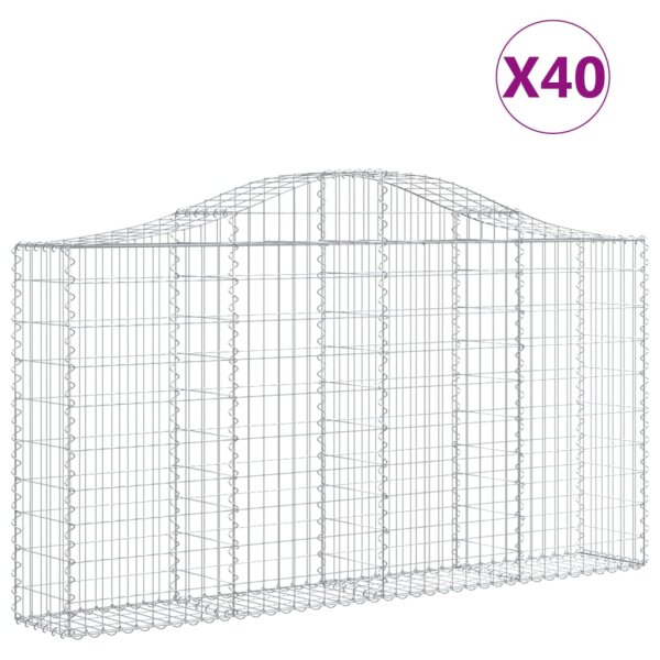 vidaXL Gabionen mit Hochbogen 40Stk. 200x30x100/120cm Verzinktes Eisen