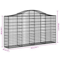 vidaXL Gabionen mit Hochbogen 40Stk. 200x30x100/120cm Verzinktes Eisen