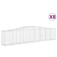 vidaXL Gabionen mit Hochbogen 8 Stk. 400x50x80/100cm Verzinktes Eisen