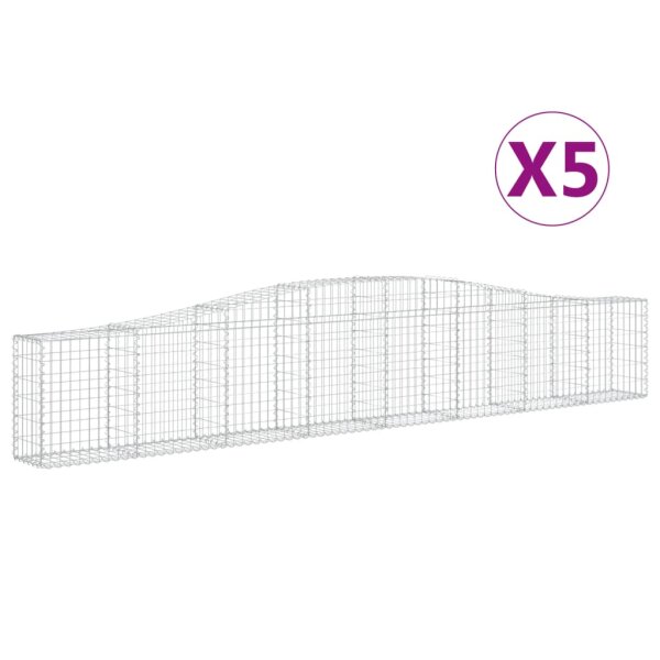 vidaXL Gabionen mit Hochbogen 5 Stk. 400x30x60/80 cm Verzinktes Eisen