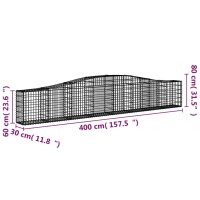 vidaXL Gabionen mit Hochbogen 5 Stk. 400x30x60/80 cm Verzinktes Eisen