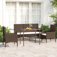 vidaXL 4-tlg. Garten-Lounge-Set mit Kissen Braun Poly Rattan