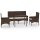 vidaXL 4-tlg. Garten-Lounge-Set mit Kissen Braun Poly Rattan