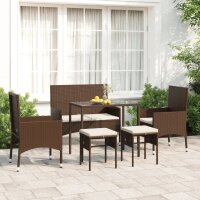 vidaXL 6-tlg. Garten-Lounge-Set mit Kissen Braun Poly Rattan