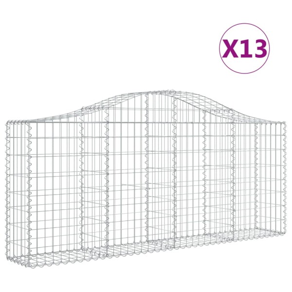 vidaXL Gabionen mit Hochbogen 13 Stk. 200x30x80/100cm Verzinktes Eisen