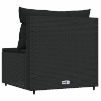 vidaXL Garten-Mittelsofa mit Kissen Schwarz Poly Rattan