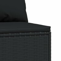 vidaXL Garten-Mittelsofa mit Kissen Schwarz Poly Rattan