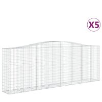 vidaXL Gabionen mit Hochbogen 5 Stk. 400x50x140/160cm Verzinktes Eisen