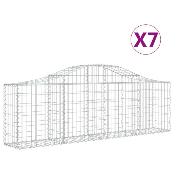 vidaXL Gabionen mit Hochbogen 7 Stk. 200x30x60/80 cm Verzinktes Eisen