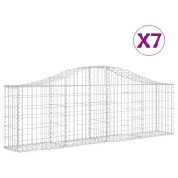 vidaXL Gabionen mit Hochbogen 7 Stk. 200x30x60/80 cm Verzinktes Eisen