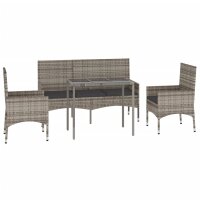 vidaXL 4-tlg. Garten-Lounge-Set mit Kissen Grau Poly Rattan