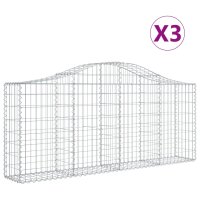 vidaXL Gabionen mit Hochbogen 3 Stk. 200x30x80/100 cm Verzinktes Eisen