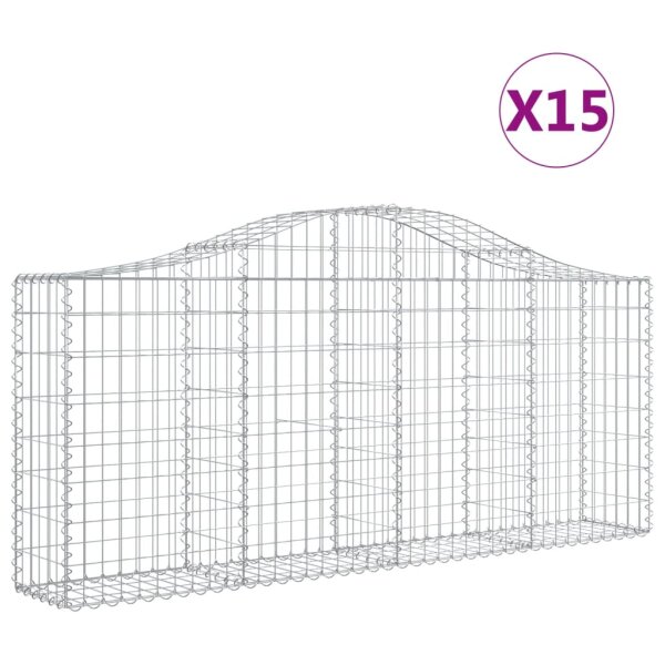 vidaXL Gabionen mit Hochbogen 15 Stk. 200x30x80/100cm Verzinktes Eisen