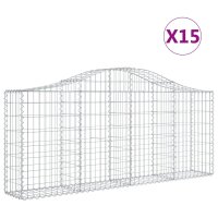 vidaXL Gabionen mit Hochbogen 15 Stk. 200x30x80/100cm...