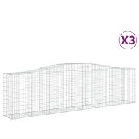 vidaXL Gabionen mit Hochbogen 3 Stk. 400x50x100/120cm Verzinktes Eisen