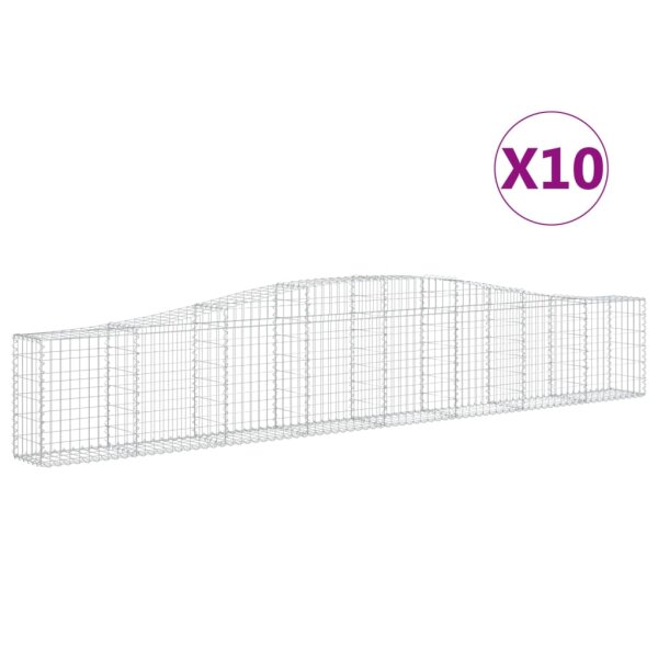 vidaXL Gabionen mit Hochbogen 10 Stk. 400x30x60/80 cm Verzinktes Eisen